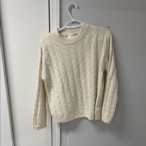 H&M Cream Crew Neck Cable Knit Sweater